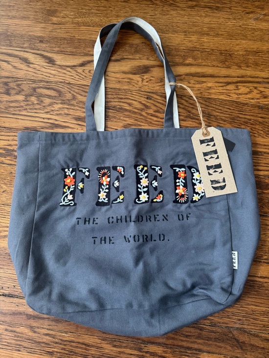 Feed Handbags - Feed The Children Of The World Tote Bag Canvas Burlap Pockets  WFP New